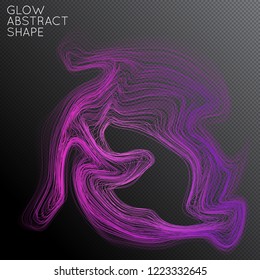 Abstract curved lines shape isolated on transparent black background. Bright colorful gradient blend creates liquid motion with transparent glow. Energy power plasma with futuristic edge blur effect.