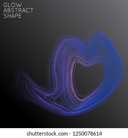 Abstract curved lines shape isolated on transparent black background. Bright colorful gradient blend creates liquid motion with transparent glow. Energy power plasma with futuristic edge blur effect.