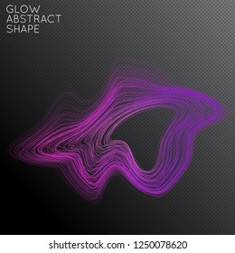 Abstract curved lines shape isolated on transparent black background. Bright colorful gradient blend creates liquid motion with transparent glow. Energy power plasma with futuristic edge blur effect.