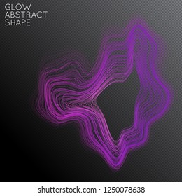 Abstract curved lines shape isolated on transparent black background. Bright colorful gradient blend creates liquid motion with transparent glow. Energy power plasma with futuristic edge blur effect.