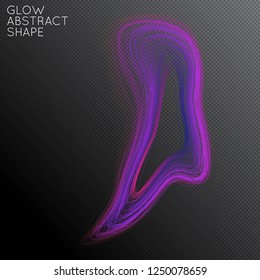 Abstract curved lines shape isolated on transparent black background. Bright colorful gradient blend creates liquid motion with transparent glow. Energy power plasma with futuristic edge blur effect.