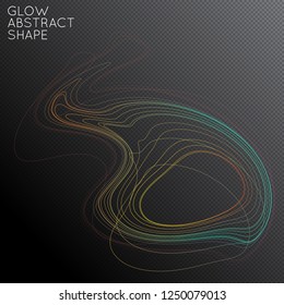 Forma de líneas redondeadas abstractas aisladas sobre fondo negro transparente. La mezcla de degradado de color claro crea movimiento líquido con brillo transparente. Energía de plasma con efecto de difuminación futurista.
