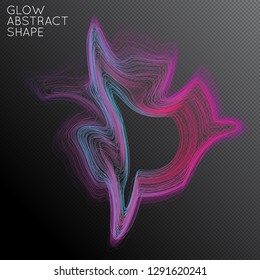 Abstract curved lines shape isolated on transparent black background. Bright colorful gradient blend creates liquid motion with transparent glow. Energy power plasma with futuristic edge blur effect.