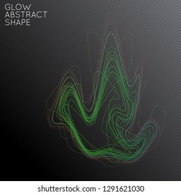 Abstract curved lines shape isolated on transparent black background. Bright colorful gradient blend creates liquid motion with transparent glow. Energy power plasma with futuristic edge blur effect.