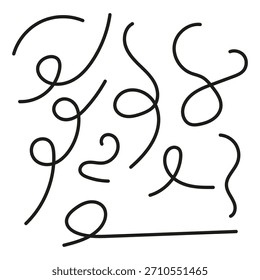 Linhas curvas abstratas. Elemento de rabiscar simples. Forma de espiral Vetor. Desenho desenhado à mão. EPS 10.