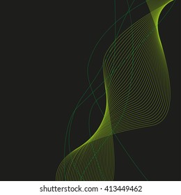 Abstract curved lines. Vector background. Green lines vector background