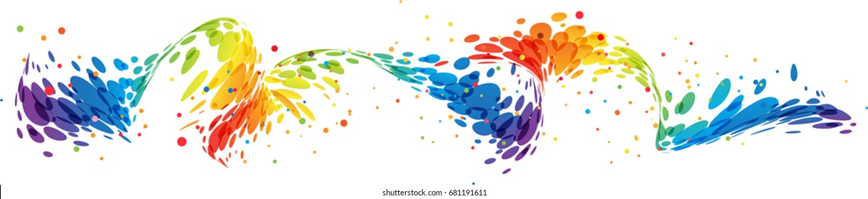 Abstract curved multicolored design element on white background 