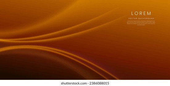 Abstract curved orange shape on orange background with lighting effect and copy space for text. Luxury design style. Vector illustration