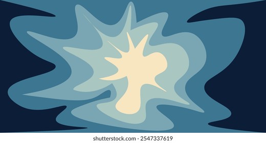 An abstract curved pattern flowing out from a white to blue gradient center. This contemporary design creates a vibrant and energetic feel, suitable for a variety of graphic applications