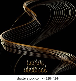 Abstract Curved Pattern. Golden Lines and Bronze Waves. Vector Illustration