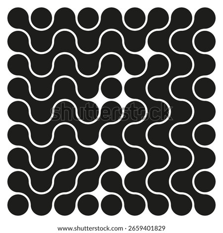 Abstract curved pattern. Monochrome labyrinth grid. Organic shape Vector. Interlocking line texture. EPS 10.