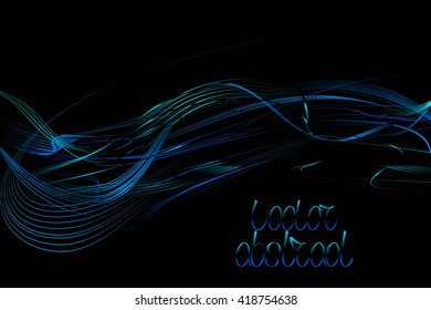 Abstract Curved Pattern. Turquoise Lines and Blue Waves. Vector Illustration