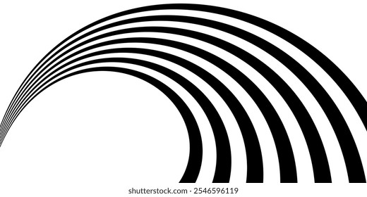 Perspectiva Curvada Abstrata Linhas de Faixas Pretas Brancas