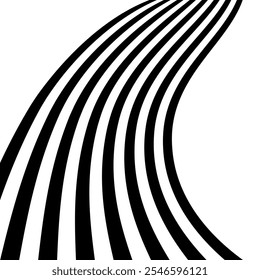 Abstract Curved Perspective Black White Stripes Lines