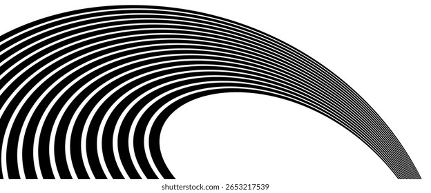 Abstract Curved Perspective Black White Stripes Lines
