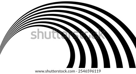 Abstract Curved Perspective Black White Stripes Lines