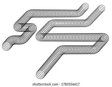 
Abstract curved pipes from thin black lines on a white background. Modern vector pattern