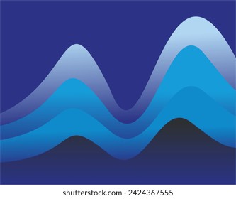 abstract curved plane composition with gradient color tones of light blue and dark blue and matching background colors for visual design needs