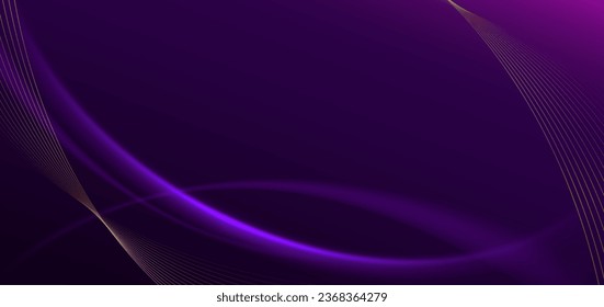 Resumen de forma violeta curvada sobre fondo morado oscuro con efecto de iluminación y espacio de copia para texto. Diseño de lujo. Ilustración del vector