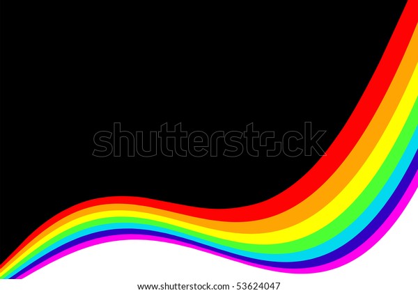 Abstract Curved Rainbow picture divides black\
and white backgrounds