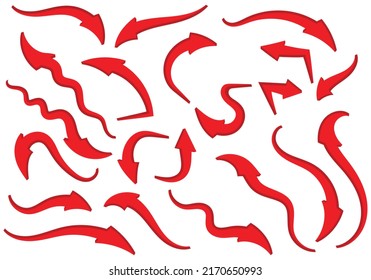 Abstract Curved Red Arrows Vector Set Stock Vector (Royalty Free ...