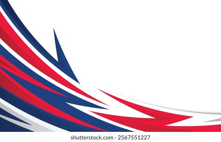 Abstract curved red and blue geometric lines racing background for car wrap sticker