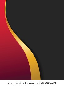 Abstract curved red and gold shape elegant divider