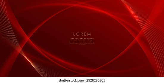 Abstract curved red shape on red background with lighting effect and copy space for text. Luxury design style. Vector illustration