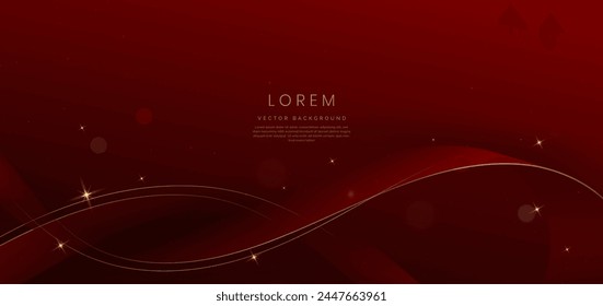 Abstrakte gekrümmte rote Form auf rotem Hintergrund mit Lichteffekt und Kopierraum für Text. Luxuriöses Design. Vektorillustration