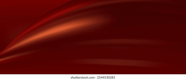 Abstract curved red shape on red background with lighting effect and copy space for text. Luxury design style.