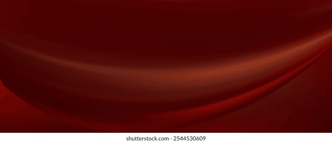 Abstract curved red shape on red background with lighting effect and copy space for text. Luxury design style.