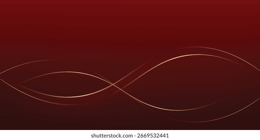 Forma roja curva Abstractas sobre fondo rojo con efecto de iluminación y espacio de copia para texto. Estilo de diseño de lujo. 