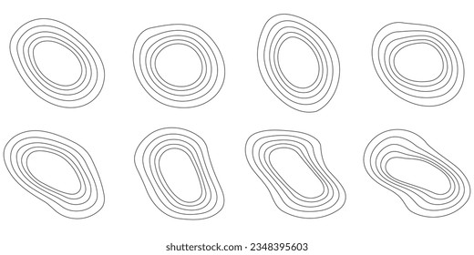Abstract and curved rings. Set of five curved rings, isolated.