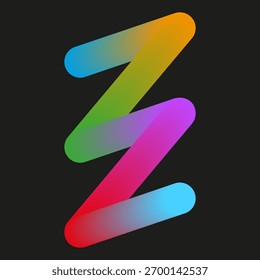 Abstract curved shape. Fluid gradient form. Black background Vector element. Dynamic artistic illustration.