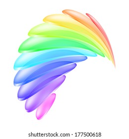 Abstract curved shape made of colorful transparent layers. Illustration on white background