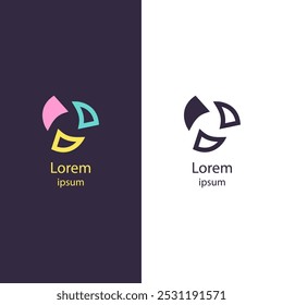 Abstract, curved shapes forming a circular motion, perfect for creative industries, tech, or wellness branding.