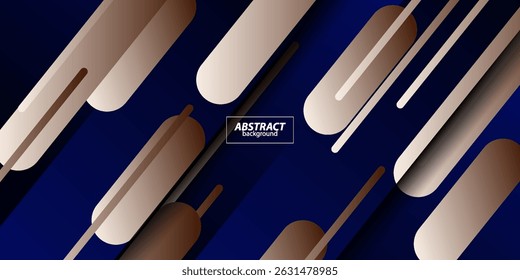 Abstract curved square banner background with brown color combination. Creative horizontal simple pattern on dark blue background. Vector Eps10