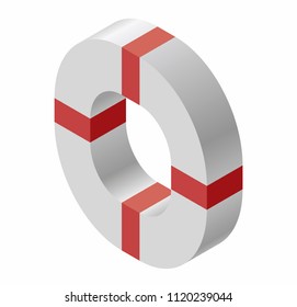 Abstract curved vector shape reminiscent of technological development, nanotechnology component. Isometric brand of scientific institution, research center, laboratories, spatial paradox