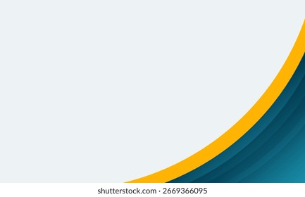 Abstract Curved Wave Background with Blue and Yellow Accents