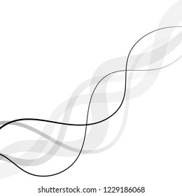 Abstract curved and wave black diagonal lines transparent background