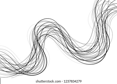 Abstract curved and wave black and grey diagonal lines background
