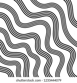 Abstract curved and wave black lines on a white background