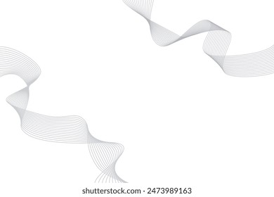 Abstract curved wave with lines created using the blend tool. Monochrome stylized line art wave element for design. Vector illustration isolated on transparent background