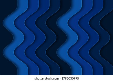Plantilla de onda curva abstracta para su diseño. Ilustración vectorial con líneas curvas. Fondo de corte de papel ondulado.