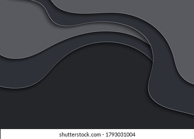 Plantilla de onda curva abstracta para su diseño. Ilustración vectorial con líneas curvas. Fondo de corte de papel ondulado.