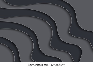 Plantilla de onda curva abstracta para su diseño. Ilustración vectorial con líneas curvas. Fondo de corte de papel ondulado.