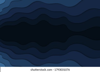 Plantilla de onda curva abstracta para su diseño. Ilustración vectorial con líneas curvas. Fondo de corte de papel ondulado.
