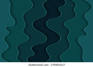 Abstract curved wave template for your design. Vector illustration with curves lines. Wavy paper cut background.
