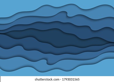 Abstract curved wave template for your design. Vector illustration with curves lines. Wavy paper cut background.