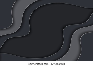 Plantilla de onda curva abstracta para su diseño. Ilustración vectorial con líneas curvas. Fondo de corte de papel ondulado.